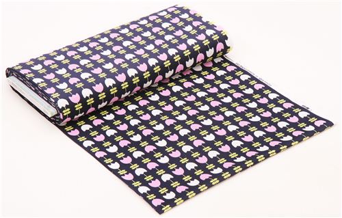 midnight blue tulip flower corduroy fabric Robert Kaufman Cool Cords 3
