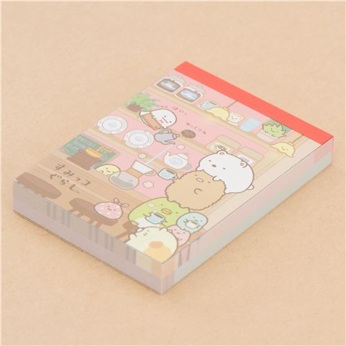 mini Japanese memo pad with Sumikkogurashi at a coffee shop modeS4u
