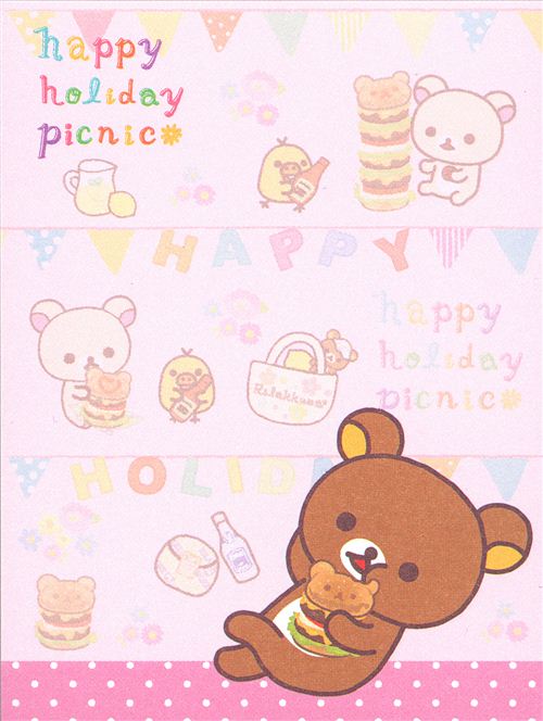 mini Memo Pad Rilakkuma bear picnic with burger San-X - modeS4u