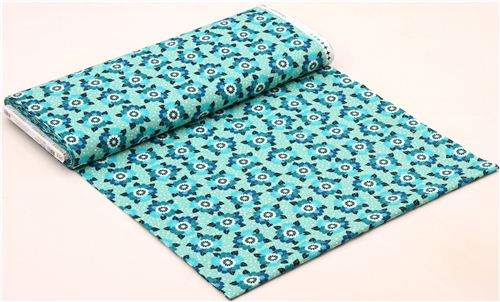 mint and teal flower bouquet star fabric Rhoda Ruth by Robert Kaufman ...