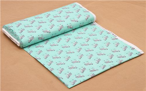 mint green 'Mini Zebras' animal fabric by Michael Miller USA 4
