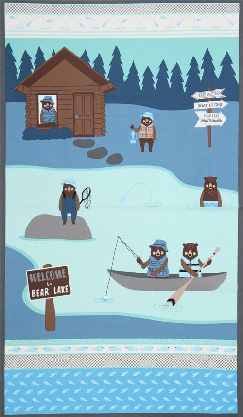 Fishing Bear Fabric 