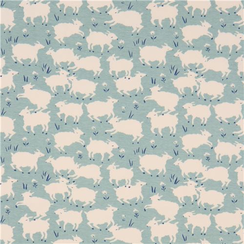 mint green light cream lamb sheep birch knit organic fabric USA Fabric