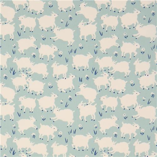 mint green light cream lamb sheep birch organic fabric from the USA 2