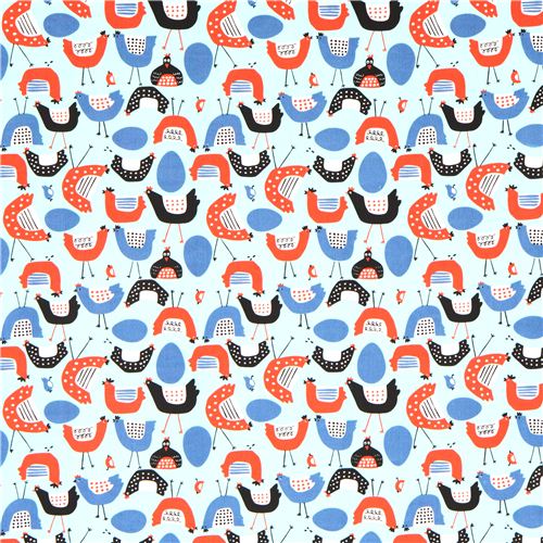 monaluna cock chicken animal organic fabric cluck cluck USA Fabric by ...