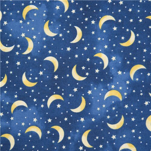 Baumwollstoff mit Mond Sternen von Timeless Treasures weiß und