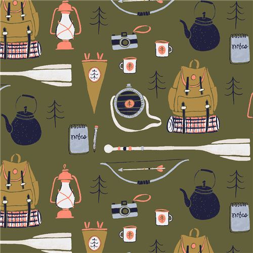 moss green fabric paddle backpack teapot by Dear Stella USA 1