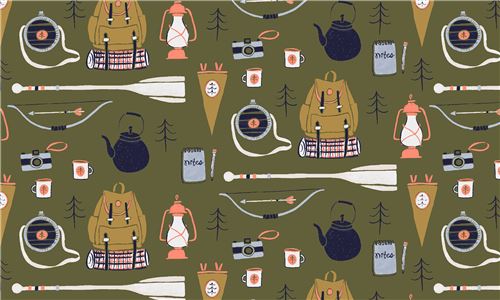 moss green fabric paddle backpack teapot by Dear Stella USA 2