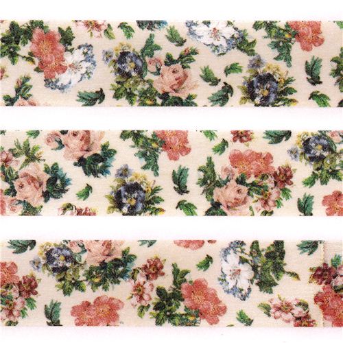 mt Washi Masking Tape deco tape flowers offwhite pink green Flower