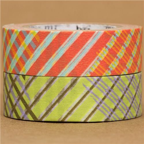 mt Washi Masking Tape deco tape set 2pcs colourful stripes Deco Tape