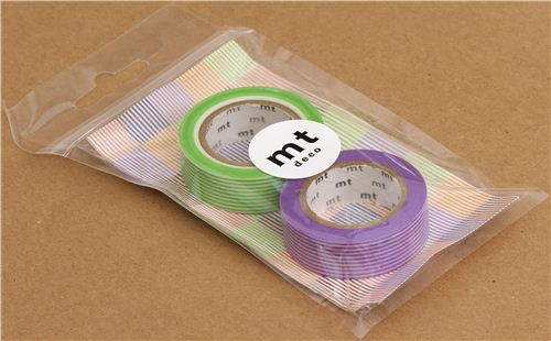 Mt Washi Tape Deco Tape Set 2pcs Stripe Purple Green Deco Tape Sets Decorative Tapes
