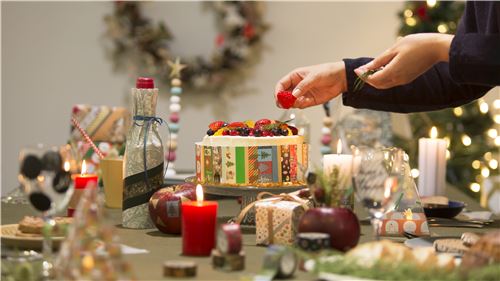 Set cinta adhesiva decorativa washi de Navidad 3 uds. con raya joya �rbol 13