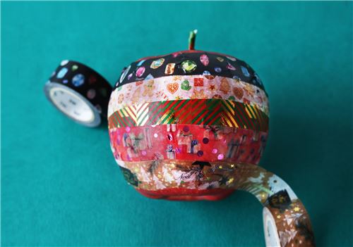 Set cinta adhesiva decorativa washi de Navidad 3 uds. con raya joya �rbol 15