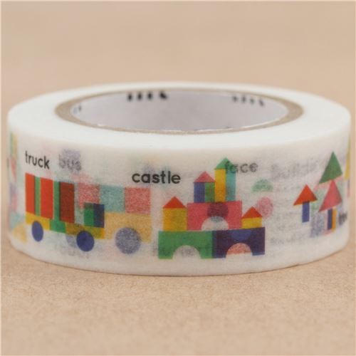 mt for kids Washi Masking Tape deco tape white with colorful toy