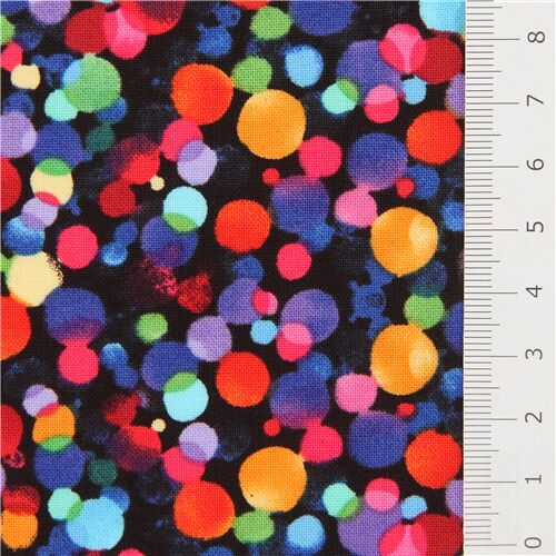 multicolor dot fabric in black by Timeless Treasures - modeS4u