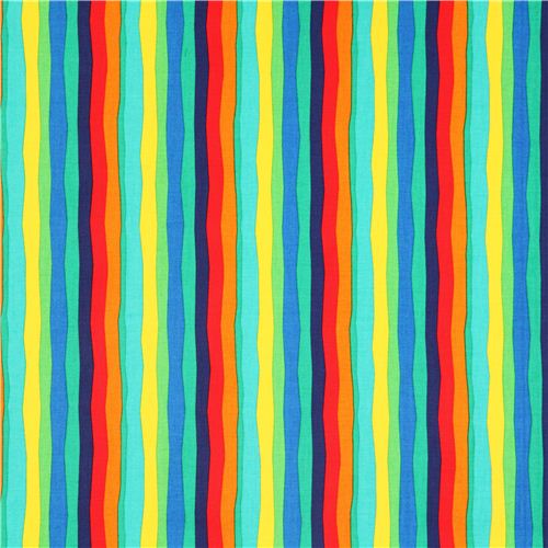 multicolor unevenTimeless Treasures stripe fabric USA 2