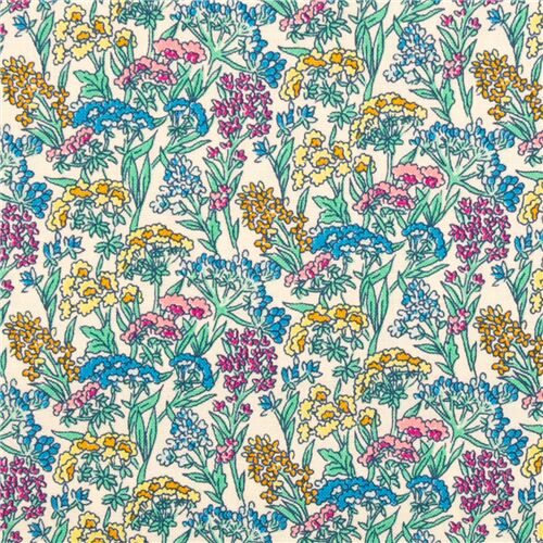 multicolour flowers in meadow style on off white by Liberty Fabrics ...