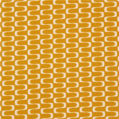 mustard yellow 'In Theory' cream wave pattern Cloud 9 organic Barkcloth fabric 2