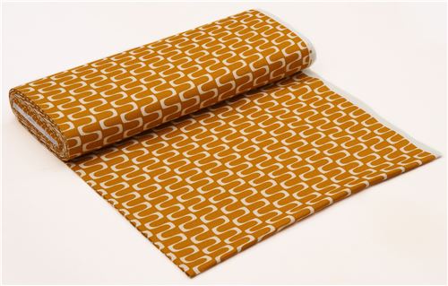mustard yellow 'In Theory' cream wave pattern Cloud 9 organic Barkcloth fabric 3