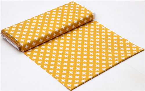 mustard yellow Riley Blake white stripe plus sign fabric 3