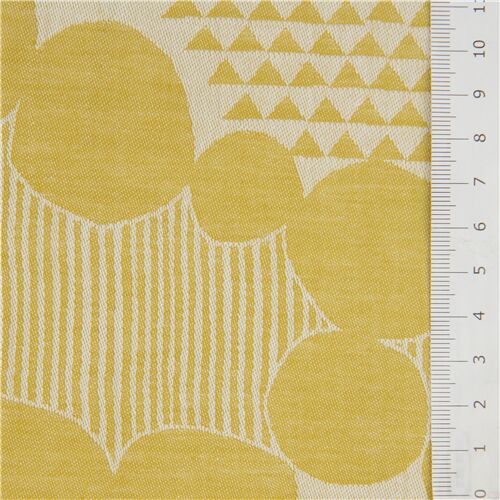 mustard yellow bubble and triangle Jacquard echino fabric - modeS4u