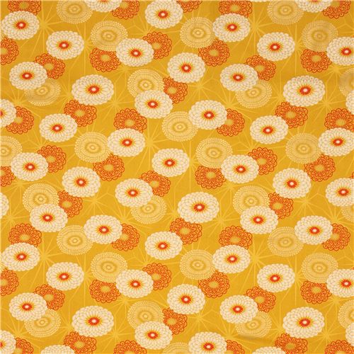 mustard yellow fabric big flower with gold metallic embellishment from Japan 2