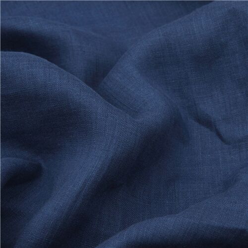 Tissu en lin nani iro Kokka uni bleu fonc Tissu