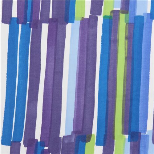 nani iro stripe double gauze fabric by Kokka in blue and purple Fabric