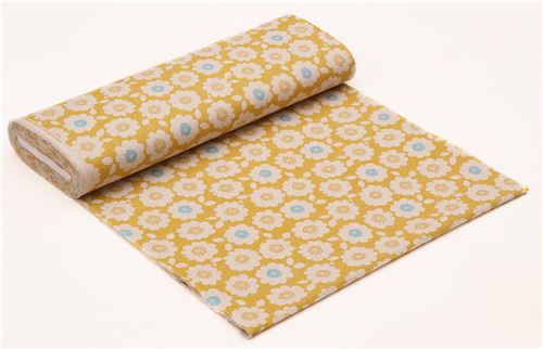 natural color Canvas fabric yellow flower Kokka Japan 3