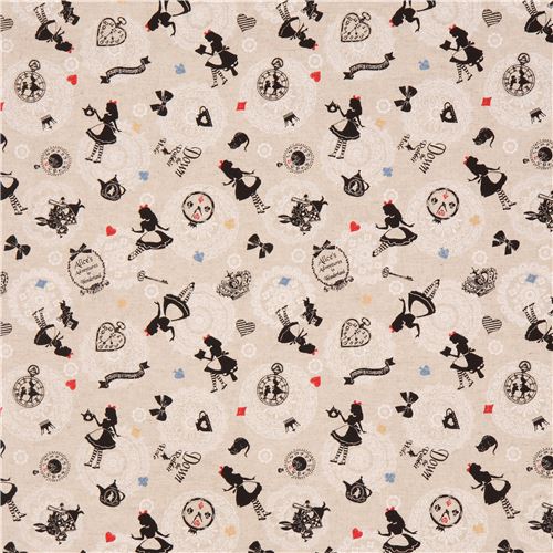 natural color Lecien canvas fabric Alice in Wonderland - modeS4u