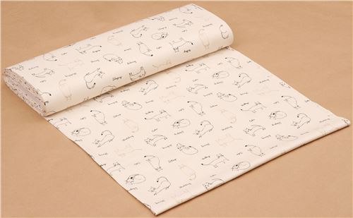 Remnant (25 x 110 cm) - natural color Lecien oxford fabric cute cat animal gold metallic 3