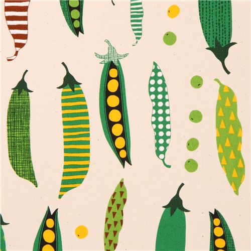 natural color cotton printed oxford fabric pea vegetable from Japan 2