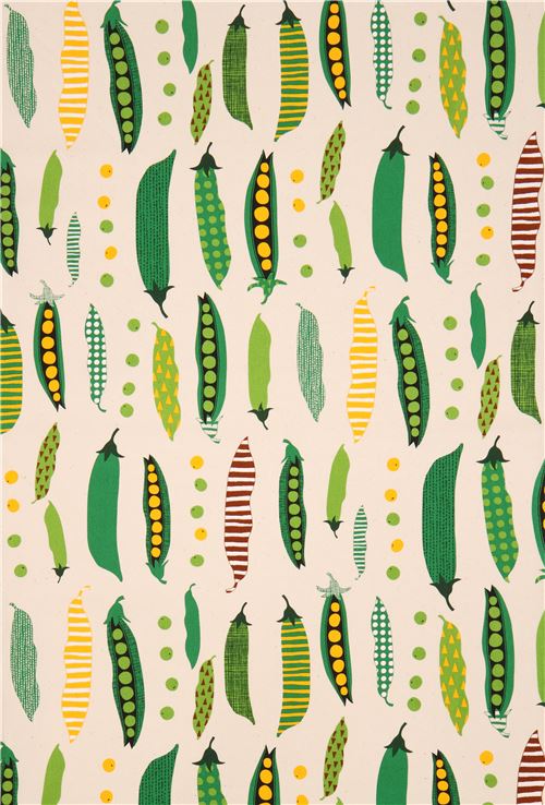 natural color cotton printed oxford fabric pea vegetable from Japan 4
