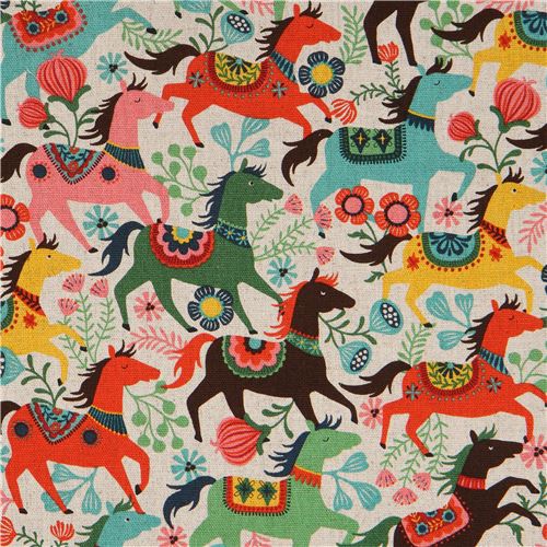 natural color cute colorful horse animal flower laminate fabric from ...