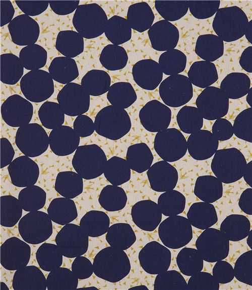 natural color echino canvas fabric with dark blue circle shape Bubble ...