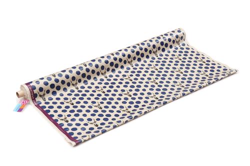 natural color echino canvas laminate fabric stag navy blue dot Sambar 3
