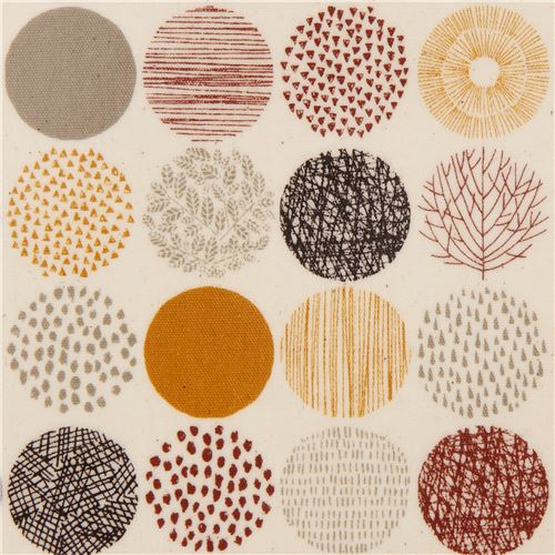 natural color oxford laminate fabric with earth tone patterns and dots Fabric