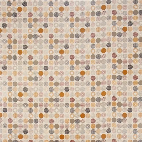 natural color oxford laminate fabric with earth tone patterns and dots