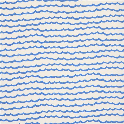 natural color with blue wave fabric by Cotton and Steel 2