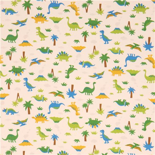 natural color with cute dinosaur tree mountain oxford fabric from Japan ...