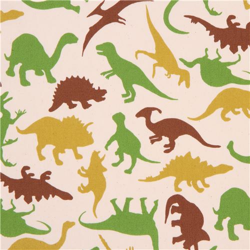 natural color with green brown dinosaur oxford fabric from Japan Fabric ...