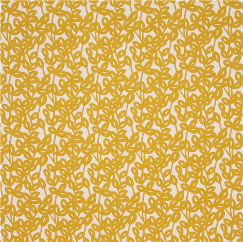 natural color with mustard yellow leaf laminate fabric from Japan 3