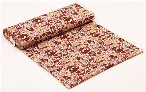 natural colored animal Geo design Canvas fabric from Japan 5