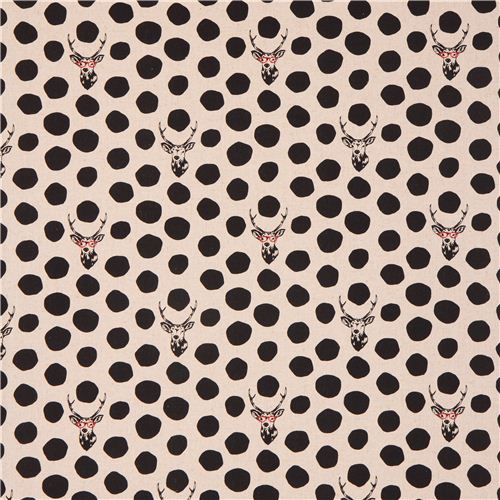 natural-colored echino samber canvas fabric stag with polka dots 2
