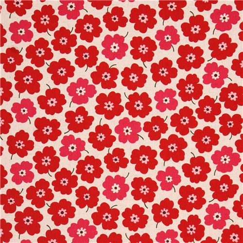 natural-colored flower Canvas fabric from Japan 2
