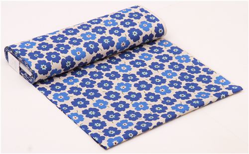 natural-colored flower blue blossoms Canvas fabric from Japan - modeS4u