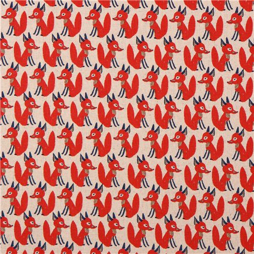 natural-colored fox animal Canvas fabric from Japan Fabric by Japanese ...