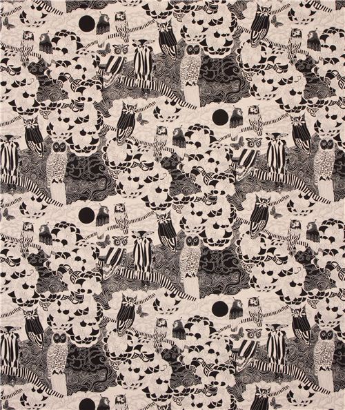 natural-colored owl cloud geo Canvas fabric Kokka Japan 3