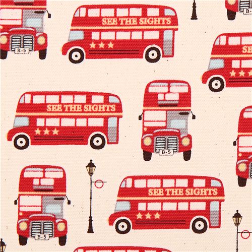 natural-colored travel London bus oxford fabric Kokka 1