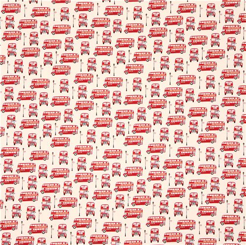 natural-colored travel London bus oxford fabric Kokka 2